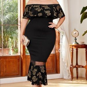 Black and gold Mexican style dress